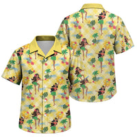 Hawaii Hula Girl Tropical Family Matching Short Sleeve Bodycon Dress and Hawaiian Shirt Yellow Palaka LT01 Son's Shirt Yellow - Polynesian Pride