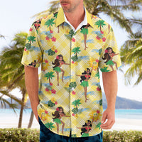 Hawaii Hula Girl Tropical Hawaiian Shirt Yellow Palaka