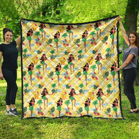 Hawaii Hula Girl Tropical Quilt Yellow Palaka