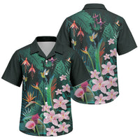 Hawaii Hummingbird Tropical Flowers Family Matching Mermaid Dress and Hawaiian Shirt Dark Green LT01 Son's Shirt Green - Polynesian Pride