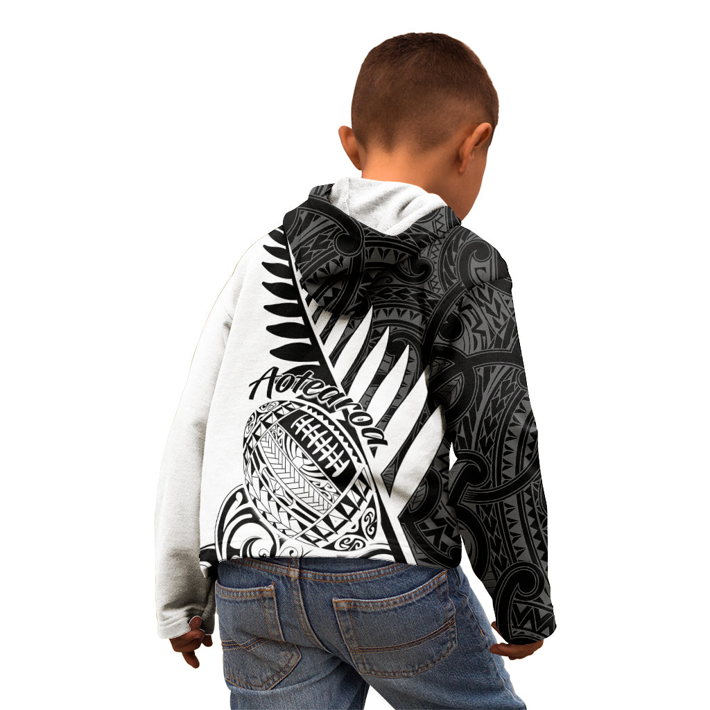 New Zealand Silver Fern Rugby Kid Hoodie Aotearoa Maori White Version LT01 - Polynesian Pride