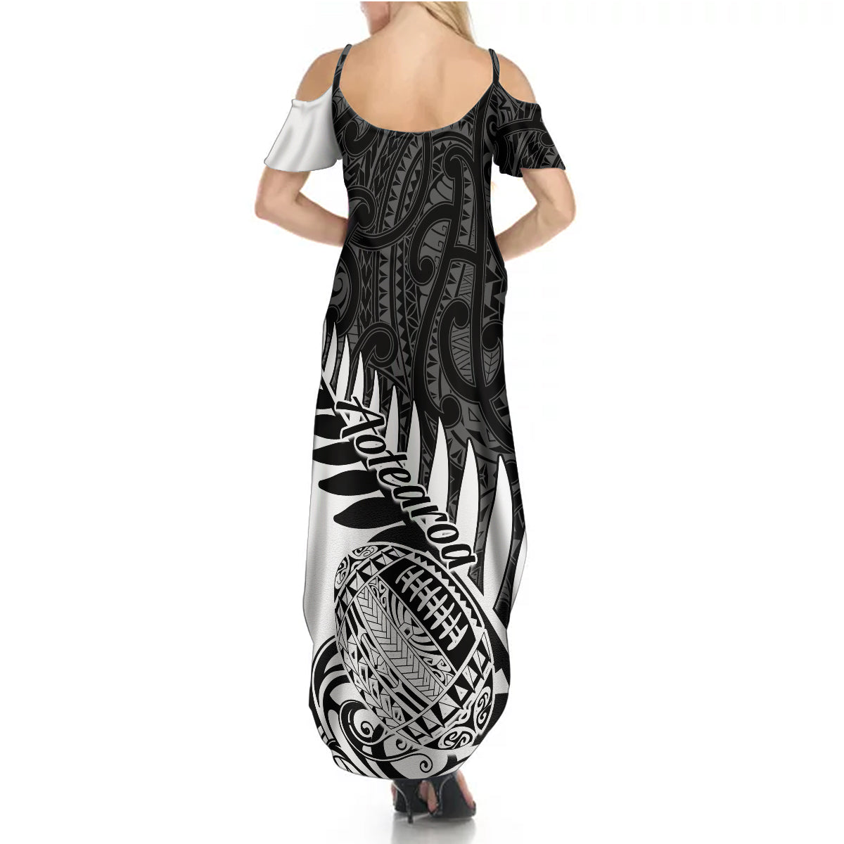 New Zealand Silver Fern Rugby Summer Maxi Dress Aotearoa Maori White Version LT01 - Polynesian Pride
