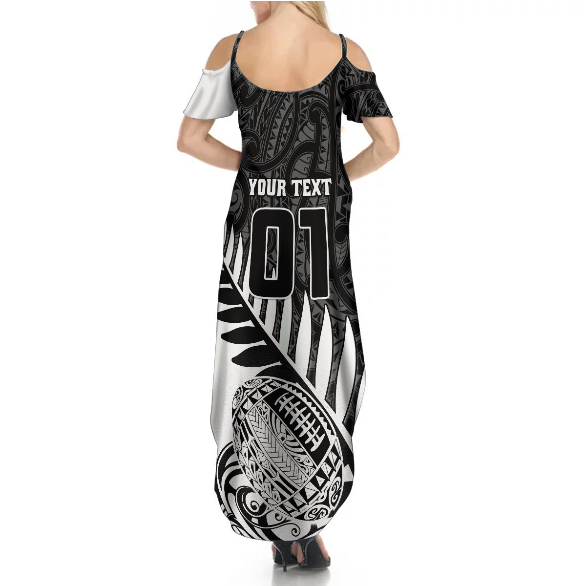 Custom New Zealand Silver Fern Rugby Summer Maxi Dress Aotearoa Maori White Version LT01 - Polynesian Pride