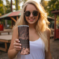 Bula Fiji Masi Skinny Tumbler Fijian Tapa Vintage Dark Brown Version