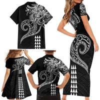 Hawaii Valentine Family Matching Short Sleeve Bodycon Dress and Hawaiian Shirt Kakau Polynesian Heart LT01 - Polynesian Pride