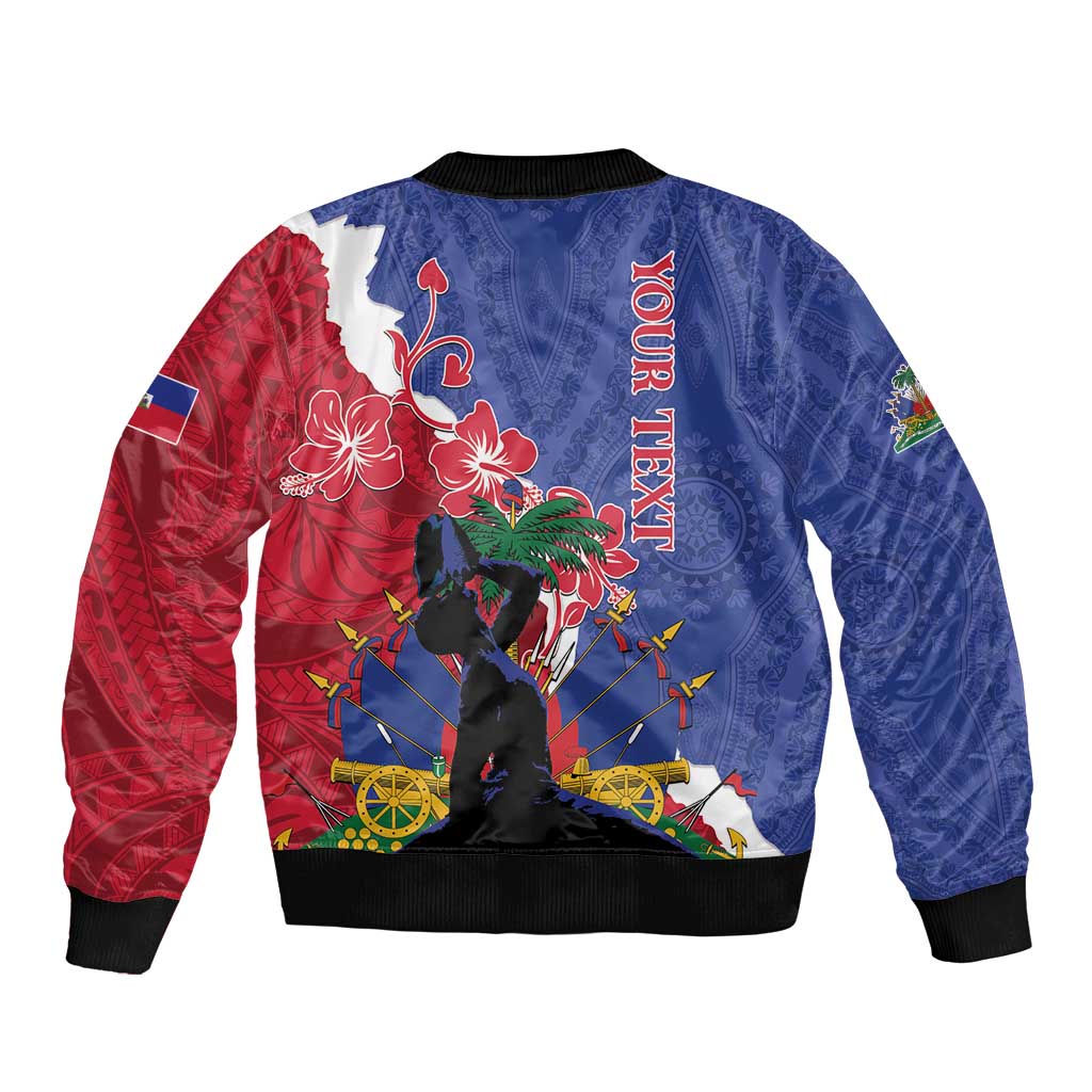 Personalised Haiti Le Marron Inconnu Bomber Jacket Dashiki Mix Polynesian Pattern