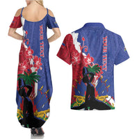Personalised Haiti Le Marron Inconnu Couples Matching Summer Maxi Dress and Hawaiian Shirt Dashiki Mix Polynesian Pattern