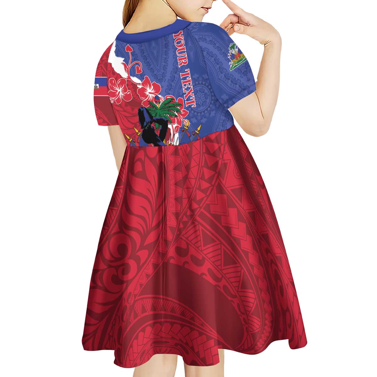 Personalised Haiti Le Marron Inconnu Kid Short Sleeve Dress Dashiki Mix Polynesian Pattern LT01 - Polynesian Pride