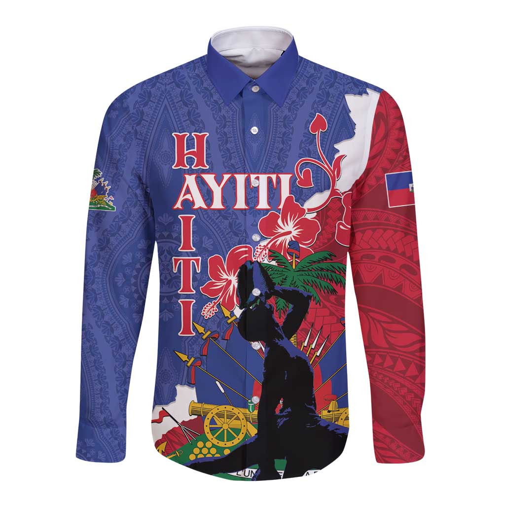 Personalised Haiti Le Marron Inconnu Long Sleeve Button Shirt Dashiki Mix Polynesian Pattern
