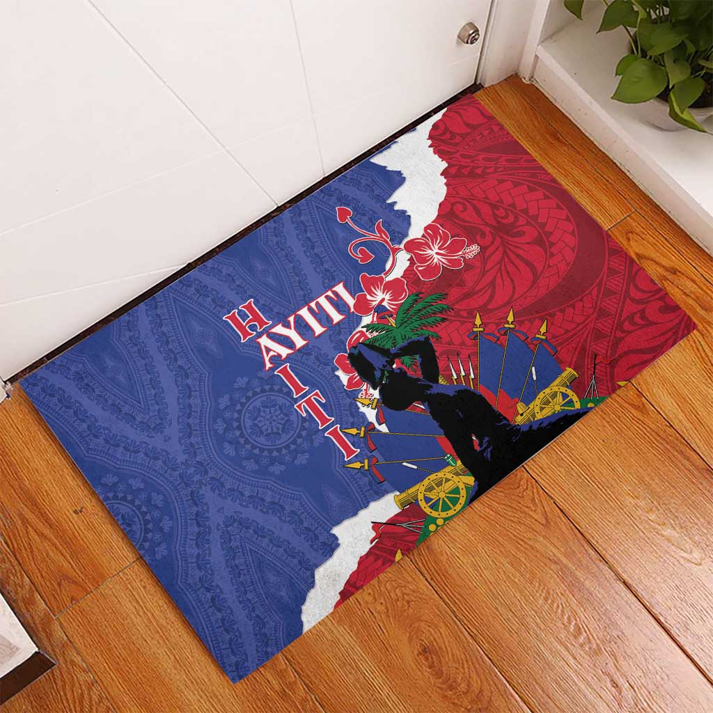 Haiti Le Marron Inconnu Rubber Doormat Dashiki Mix Polynesian Pattern