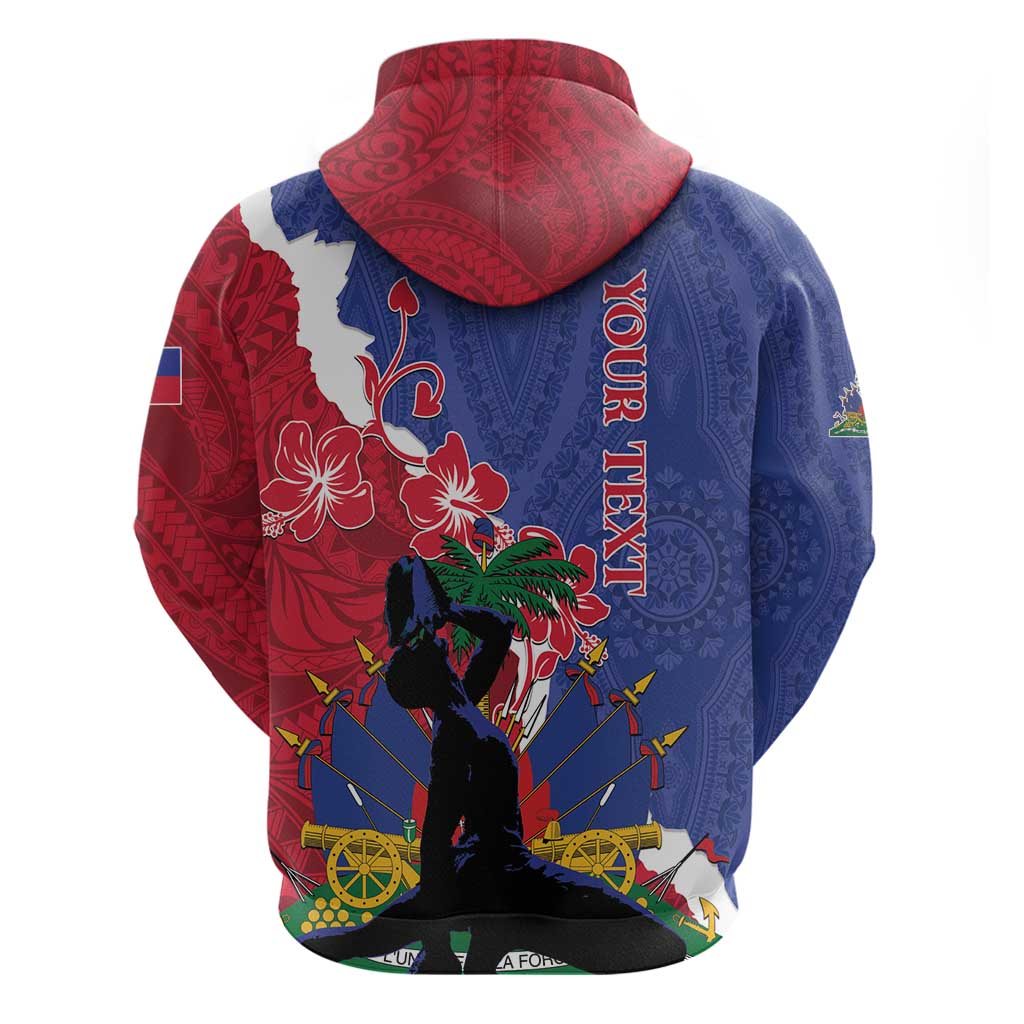 Personalised Haiti Le Marron Inconnu Zip Hoodie Dashiki Mix Polynesian Pattern