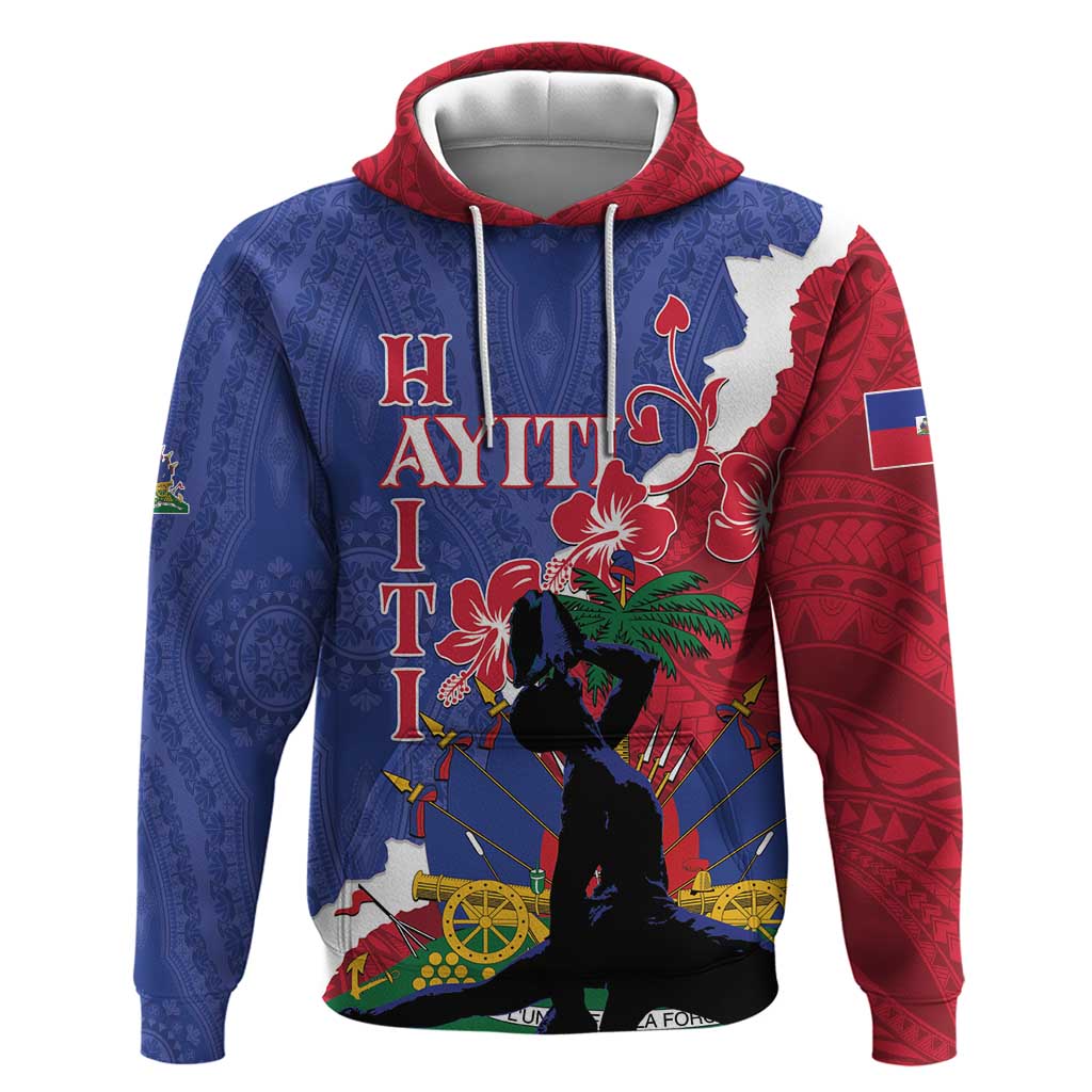 Personalised Haiti Le Marron Inconnu Zip Hoodie Dashiki Mix Polynesian Pattern