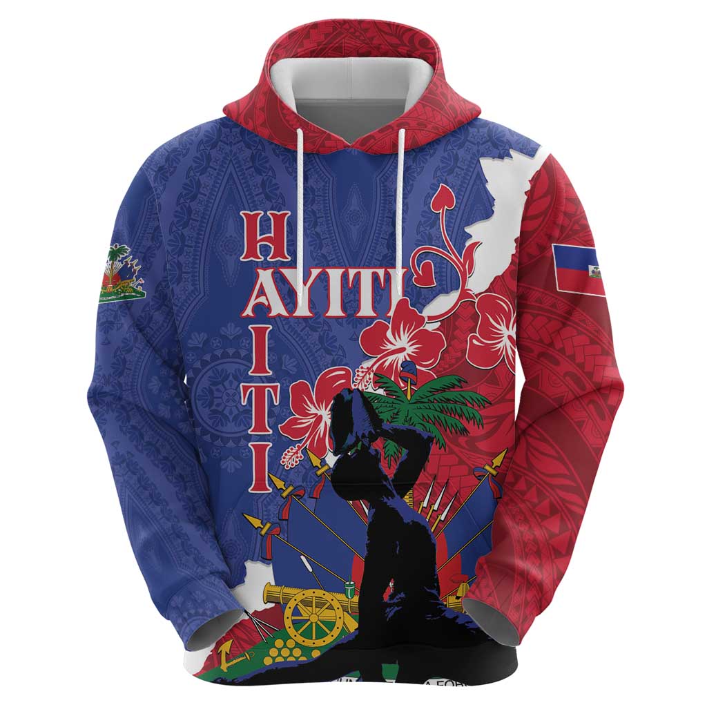 Personalised Haiti Le Marron Inconnu Zip Hoodie Dashiki Mix Polynesian Pattern