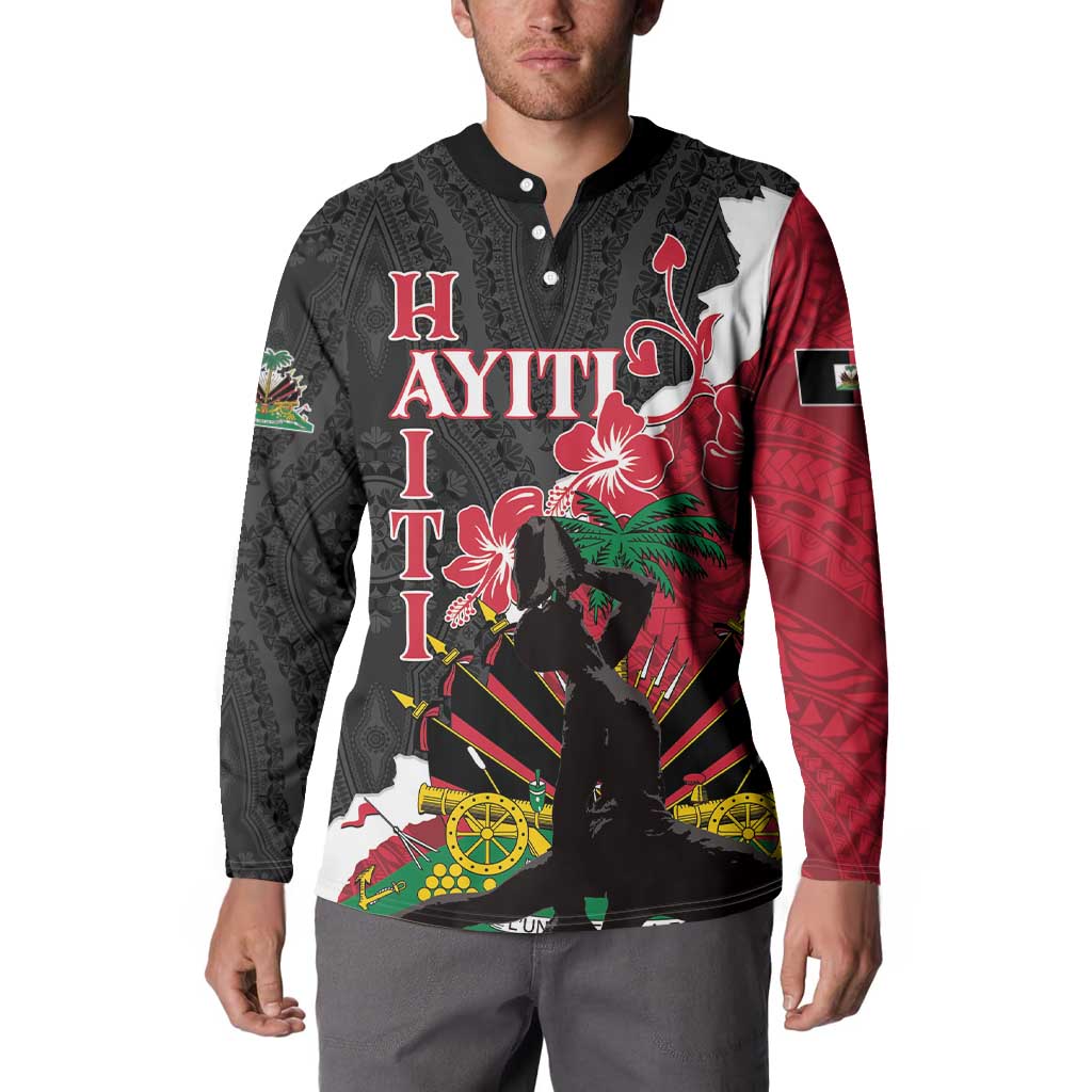 Personalised Ayiti Neg Marron Button Sweatshirt Dashiki Mix Polynesian Pattern LT01 - Polynesian Pride