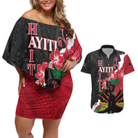Personalised Ayiti Neg Marron Couples Matching Off Shoulder Short Dress and Hawaiian Shirt Dashiki Mix Polynesian Pattern