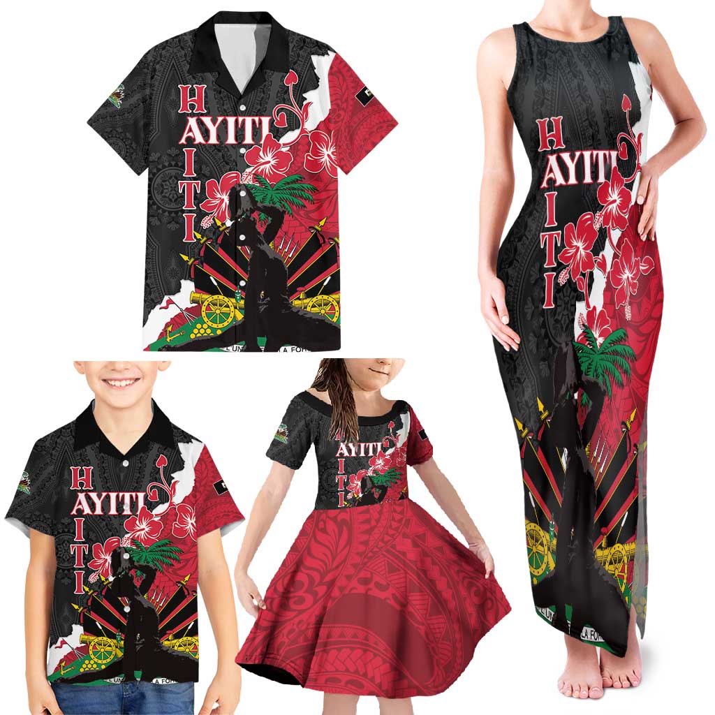 Personalised Ayiti Neg Marron Family Matching Tank Maxi Dress and Hawaiian Shirt Dashiki Mix Polynesian Pattern