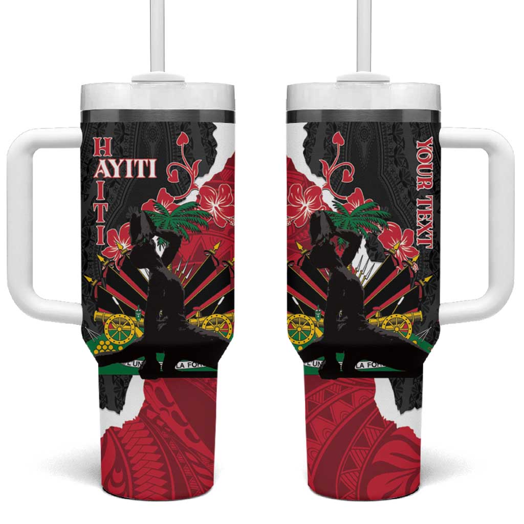 Personalised Ayiti Neg Marron Tumbler With Handle Dashiki Mix Polynesian Pattern