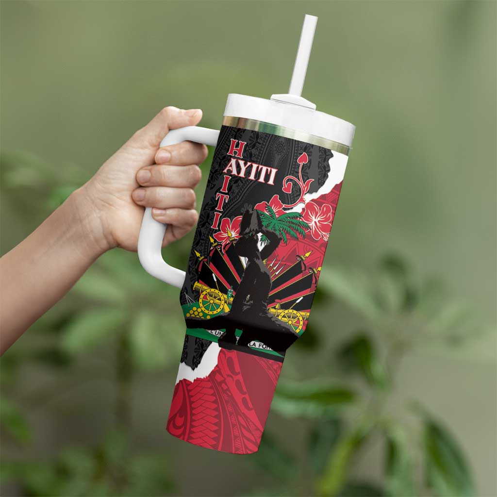 Personalised Ayiti Neg Marron Tumbler With Handle Dashiki Mix Polynesian Pattern