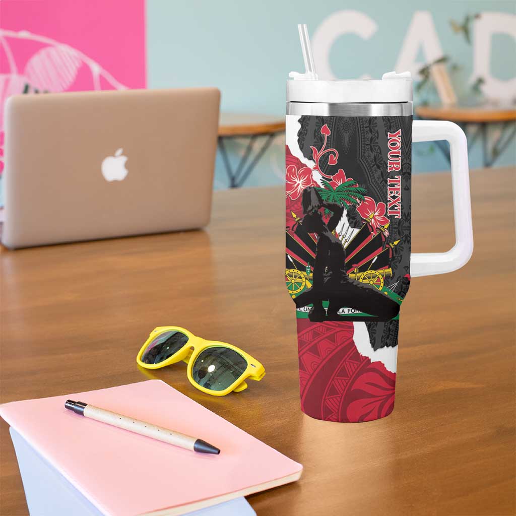 Personalised Ayiti Neg Marron Tumbler With Handle Dashiki Mix Polynesian Pattern