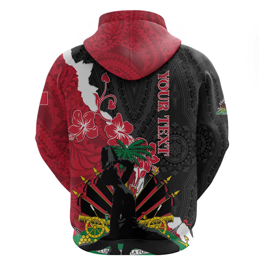 Personalised Ayiti Neg Marron Zip Hoodie Dashiki Mix Polynesian Pattern