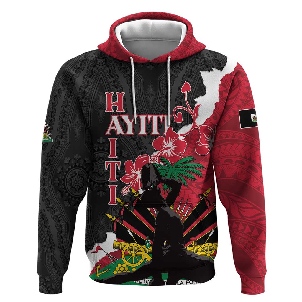 Personalised Ayiti Neg Marron Zip Hoodie Dashiki Mix Polynesian Pattern