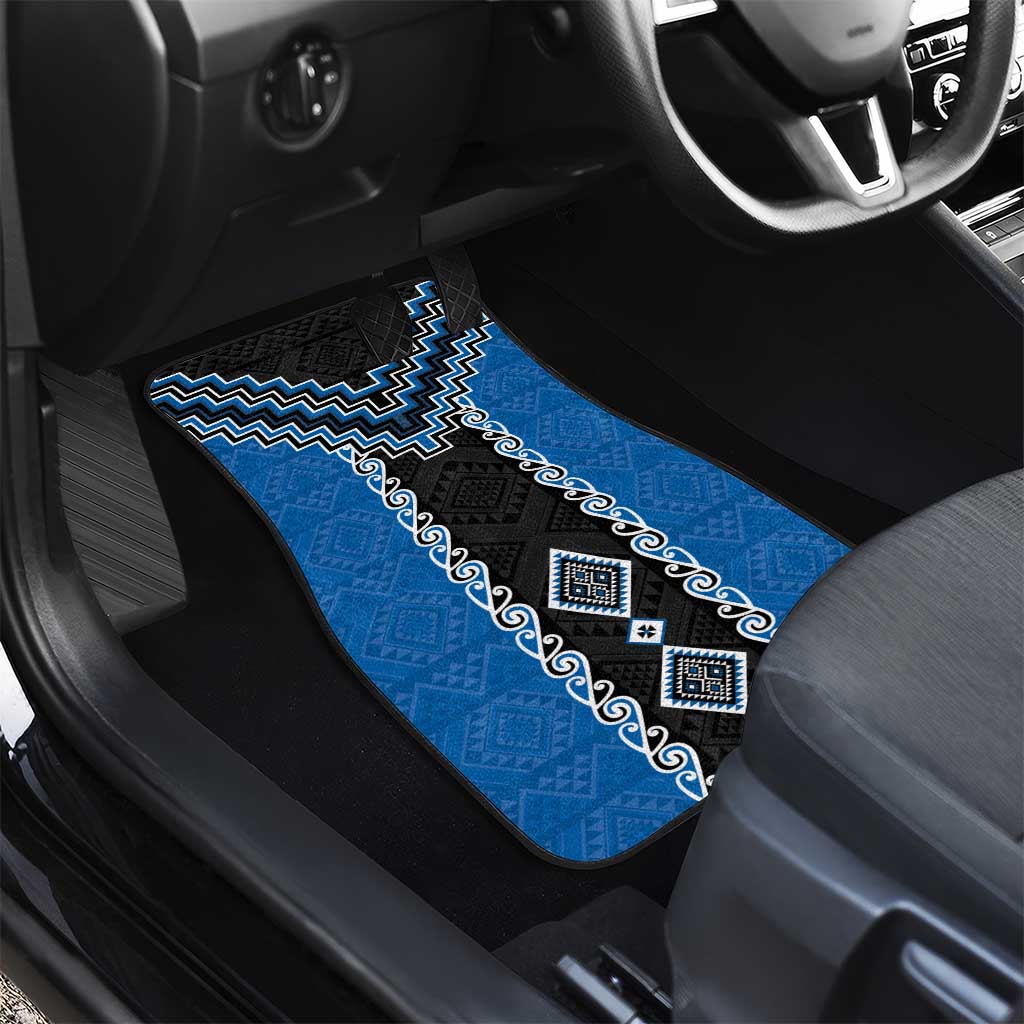 Blue Niho Taniwha Mix Poutama Car Mats Unique Taniko Aotearoa