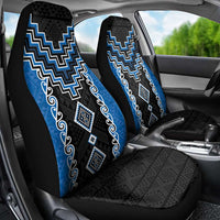 Blue Niho Taniwha Mix Poutama Car Seat Cover Unique Taniko Aotearoa