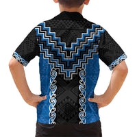 Blue Niho Taniwha Mix Poutama Kid Hawaiian Shirt Unique Taniko Aotearoa LT01 - Polynesian Pride