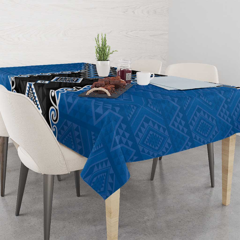 Blue Niho Taniwha Mix Poutama Tablecloth Unique Taniko Aotearoa