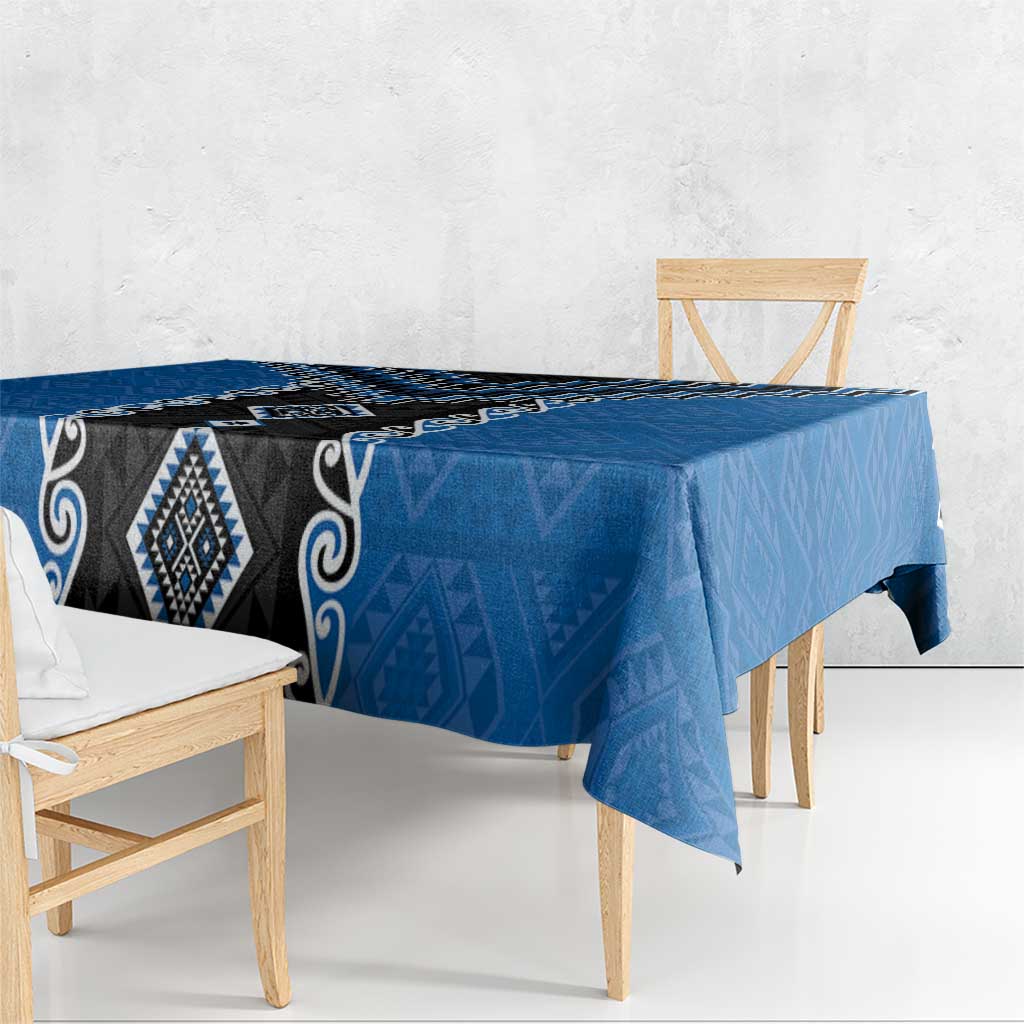 Blue Niho Taniwha Mix Poutama Tablecloth Unique Taniko Aotearoa