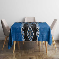 Blue Niho Taniwha Mix Poutama Tablecloth Unique Taniko Aotearoa