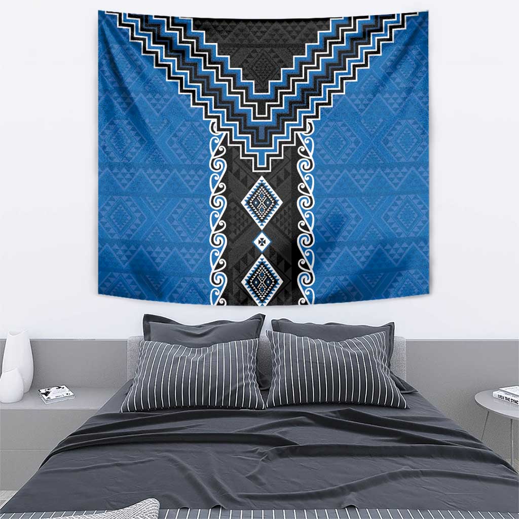 Blue Niho Taniwha Mix Poutama Tapestry Unique Taniko Aotearoa