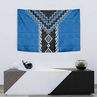 Blue Niho Taniwha Mix Poutama Tapestry Unique Taniko Aotearoa