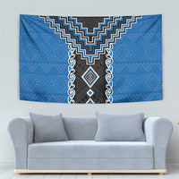 Blue Niho Taniwha Mix Poutama Tapestry Unique Taniko Aotearoa