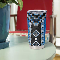 Blue Niho Taniwha Mix Poutama Tumbler Cup Unique Taniko Aotearoa