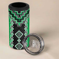 Green Niho Taniwha Mix Poutama 4 in 1 Can Cooler Tumbler Unique Taniko Aotearoa