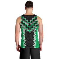 Green Niho Taniwha Mix Poutama Men Tank Top Unique Taniko Aotearoa