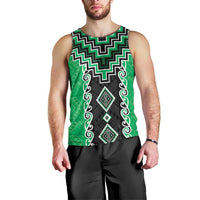 Green Niho Taniwha Mix Poutama Men Tank Top Unique Taniko Aotearoa