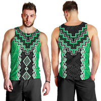 Green Niho Taniwha Mix Poutama Men Tank Top Unique Taniko Aotearoa