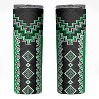 Green Niho Taniwha Mix Poutama Skinny Tumbler Unique Taniko Aotearoa