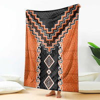 Orange Niho Taniwha Mix Poutama Blanket Unique Taniko Aotearoa