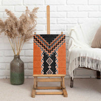 Orange Niho Taniwha Mix Poutama Canvas Wall Art Unique Taniko Aotearoa LT01 - Polynesian Pride