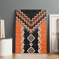 Orange Niho Taniwha Mix Poutama Canvas Wall Art Unique Taniko Aotearoa LT01 - Polynesian Pride