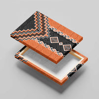 Orange Niho Taniwha Mix Poutama Canvas Wall Art Unique Taniko Aotearoa LT01 - Polynesian Pride