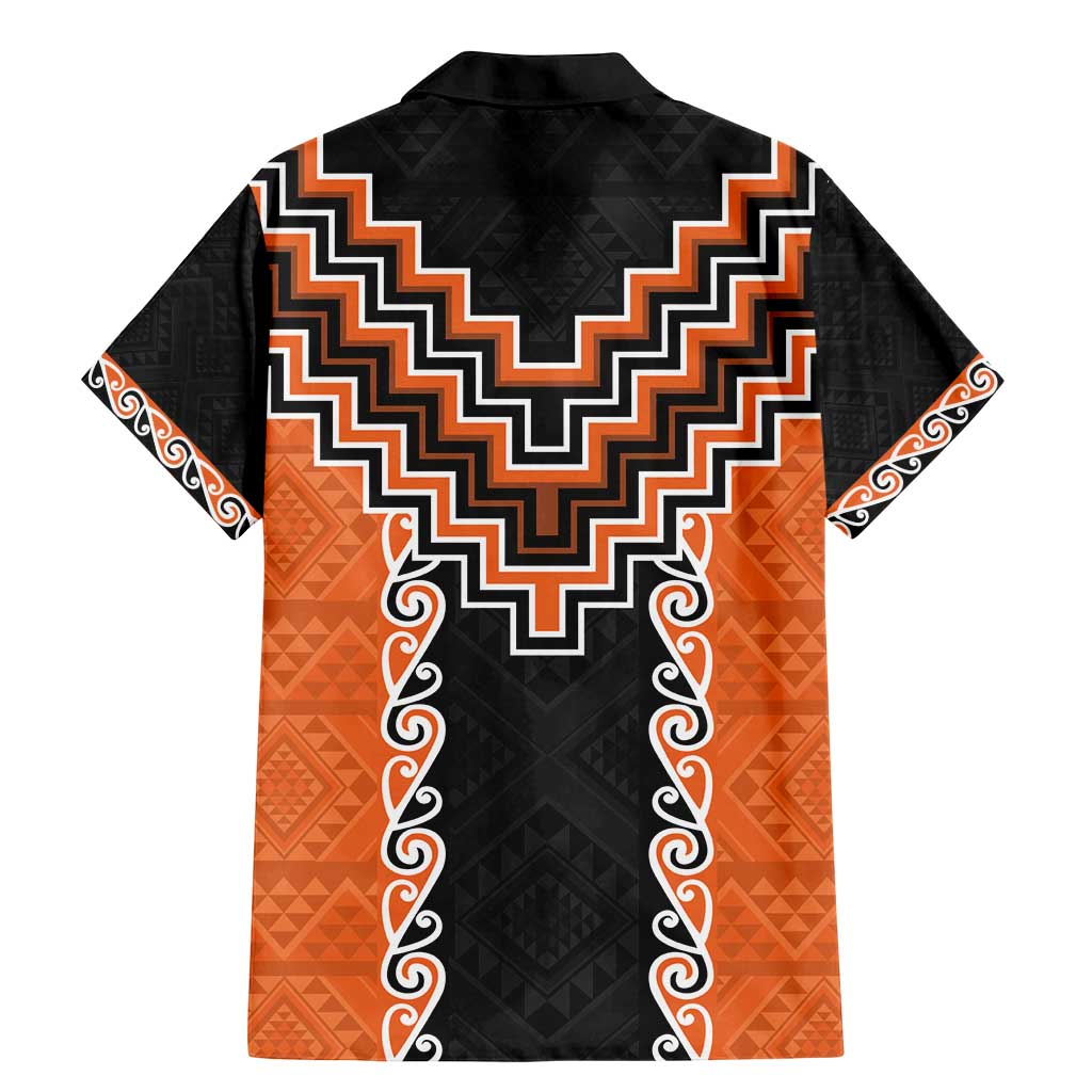 Orange Niho Taniwha Mix Poutama Family Matching Mermaid Dress and Hawaiian Shirt Unique Taniko Aotearoa