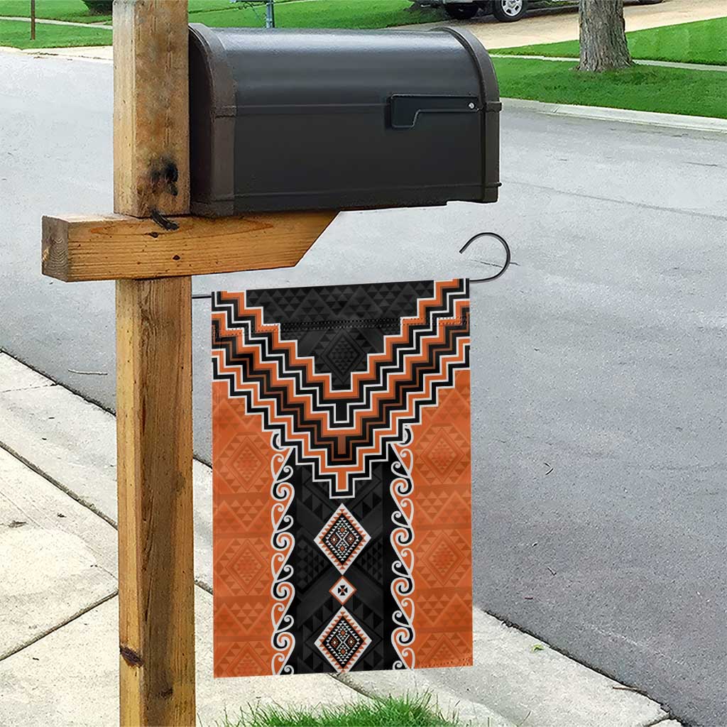 Orange Niho Taniwha Mix Poutama Garden Flag Unique Taniko Aotearoa