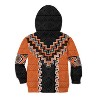 Orange Niho Taniwha Mix Poutama Kid Hoodie Unique Taniko Aotearoa LT01 - Polynesian Pride