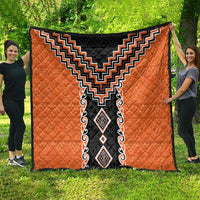 Orange Niho Taniwha Mix Poutama Quilt Unique Taniko Aotearoa