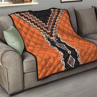 Orange Niho Taniwha Mix Poutama Quilt Unique Taniko Aotearoa