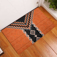 Orange Niho Taniwha Mix Poutama Rubber Doormat Unique Taniko Aotearoa